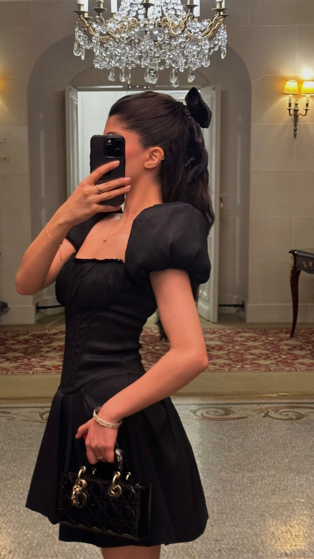 Robe de bal vintage noire à manches bouffantes, robe de soirée noire pour anniversaire Y5811