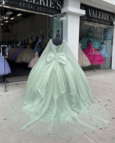 Robe de bal vert sauge avec appliques, robe de Sweet 16, robe de Quinceañera Y2319