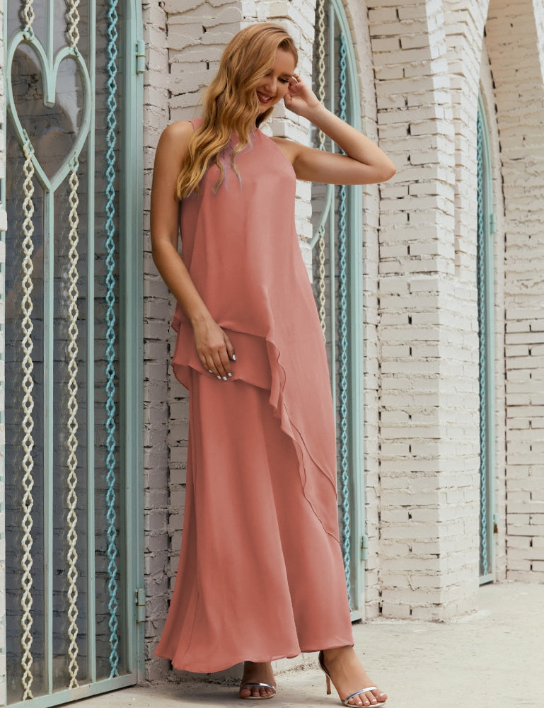 Vestido largo de gasa de talla grande para la madre de la novia, vestido de gala para dama de honor, vestido de graduación SY28019