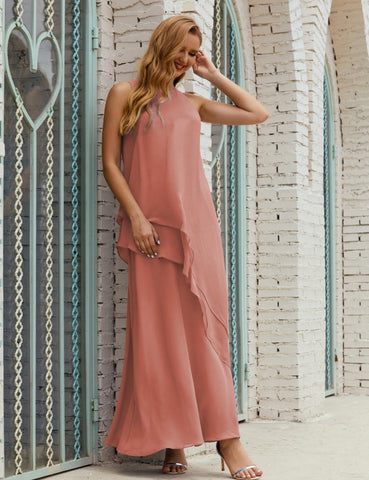 Vestido largo de gasa de talla grande para la madre de la novia, vestido de gala para dama de honor, vestido de graduación SY28019