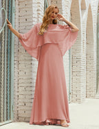 Vestido de dama de honor Sunderly para mujer, manga larga, cuello en V, de gasa, vestido formal de fiesta de boda SY28018