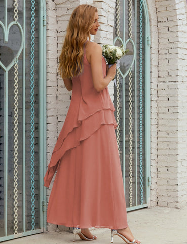 Vestido largo de gasa de talla grande para la madre de la novia, vestido de gala para dama de honor, vestido de graduación SY28019