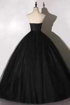 Robe de bal longue en dentelle noire, coupe trapèze, Y1295