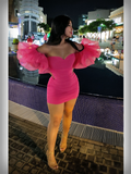 Birthday Pink Frill Off Shoulder Sexy Dress Trendy Short Homecoming Dress Y5419