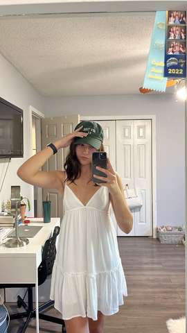 A-line V Neck white Homecoming Dress Short Beach Dress Y4682