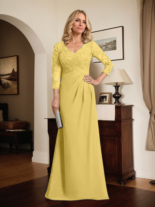 Vestido de novia de corte recto/columna, escote en V ilusión, largo hasta el suelo, de gasa de encaje con lentejuelas plisadas. 