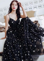Sexy Black Sweetheart Tulle Long Party Dress Chic Black Evening Dress Prom Dress Y1159