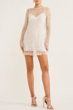 Robe courte en tissu à sequins et perles Sparkle and Shine avec jupon séparé 
