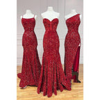 Vestido de fiesta largo con lentejuelas y brillantes de corte tubo/columna 