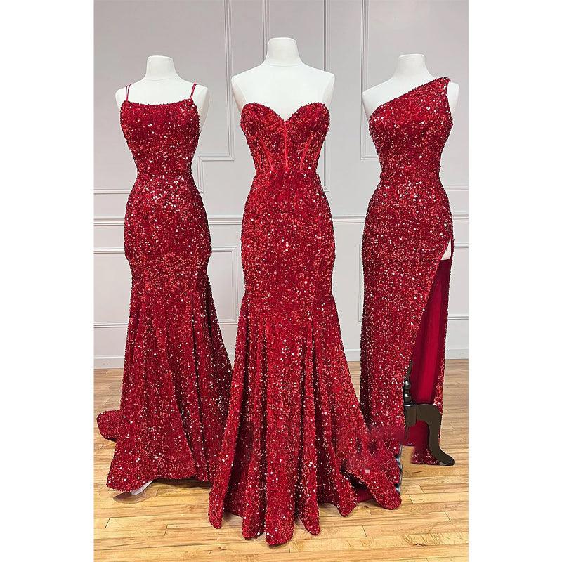 Vestido de fiesta largo con lentejuelas y brillantes de corte tubo/columna 