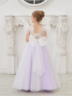 Robe de demoiselle d'honneur à traîne en tulle et dentelle amovible 