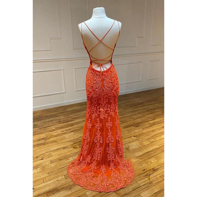 Plunging V-neck Appliques Mermaid Prom Dress
