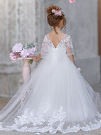 Vestido de princesa para niñas con detalles de encaje 