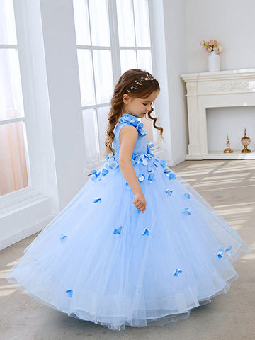 Vestido de princesa/vestido de tul hasta el suelo para niña de las flores 