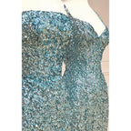 Vestido de fiesta largo con lentejuelas y abertura en forma de columna 