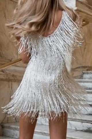 Vestidos de noche elegantes y modernos con escote en V y borlas (4 colores) 