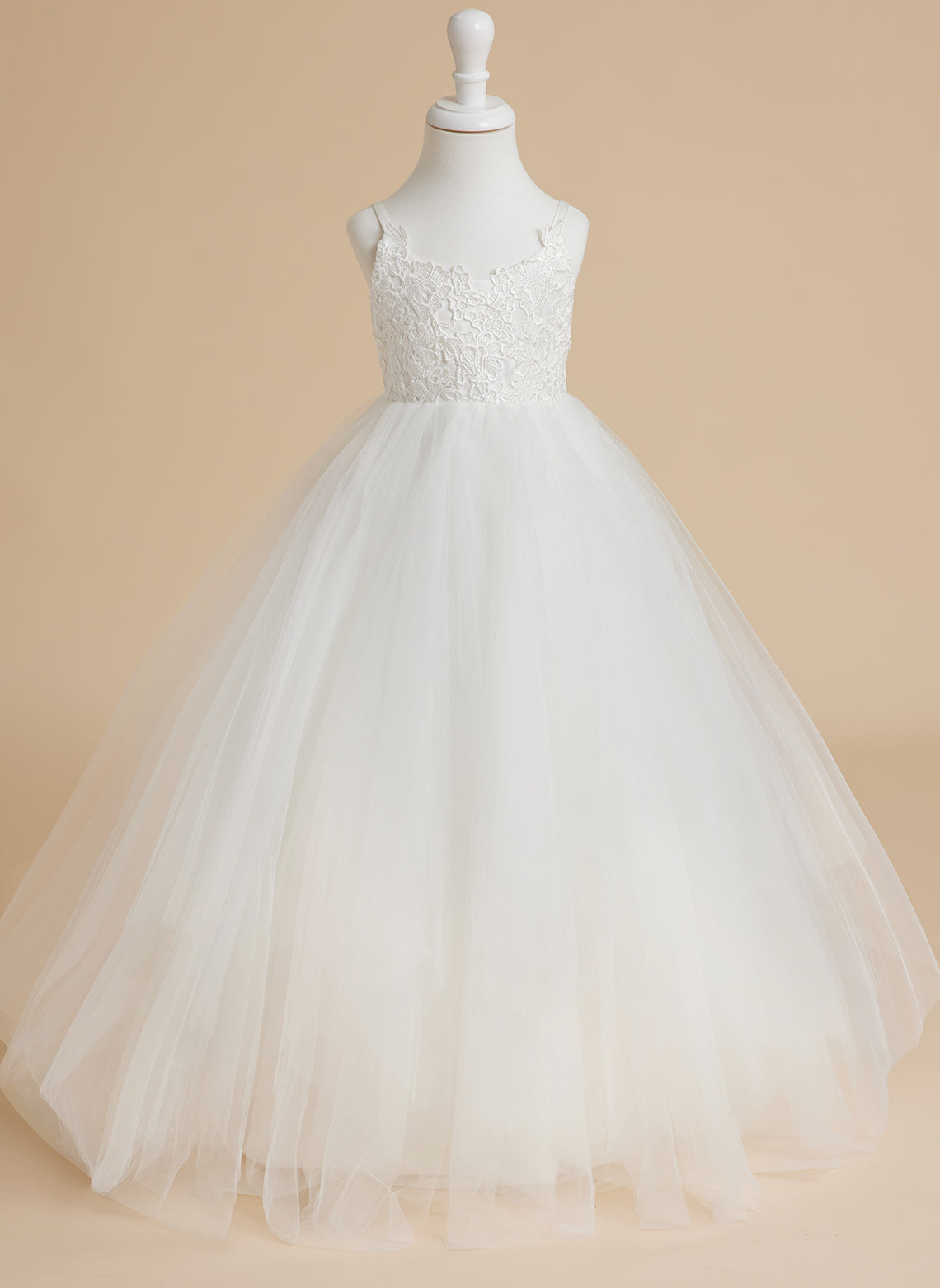 Vestido de baile/vestido largo de princesa de tul y encaje blanco (010145213) 