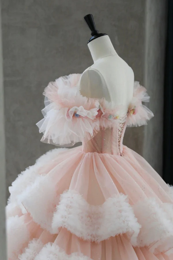 Vestido de quinceañera dulce con capas de tul plisado de hadas Y7702
