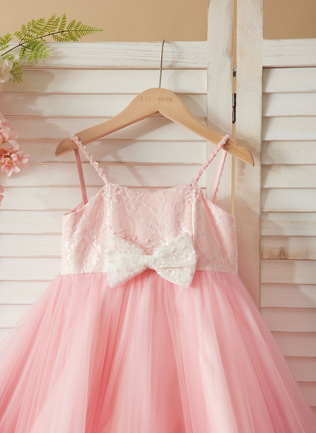 Vestido rosa de tul hasta el suelo para niña de las flores 