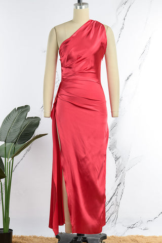 Vestidos de noche sexys, formales, lisos, sin espalda, con abertura y cuello oblicuo. 