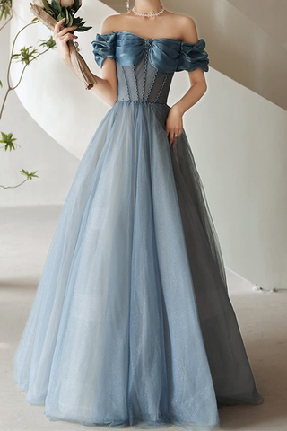 Robe de bal princesse en tulle rose ornée de perles, épaules dénudées, Y7584