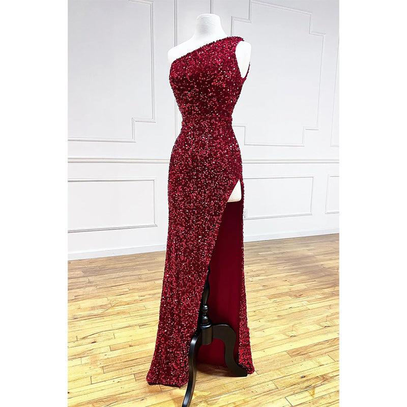 Vestido de fiesta largo con lentejuelas y brillantes de corte tubo/columna 