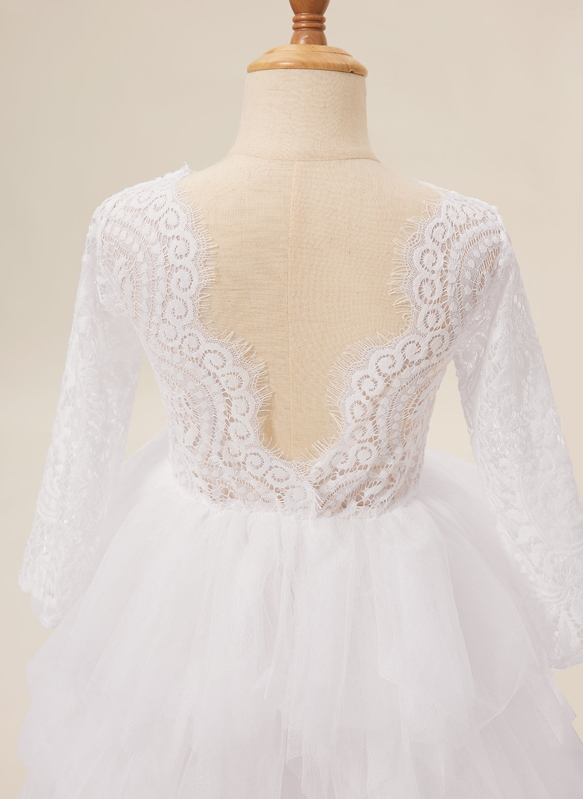 Vestido blanco de tul y encaje hasta la rodilla (2003227580) 
