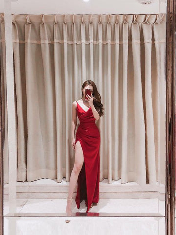 Robe de bal simple à bretelles spaghetti, robe de soirée sexy Y715