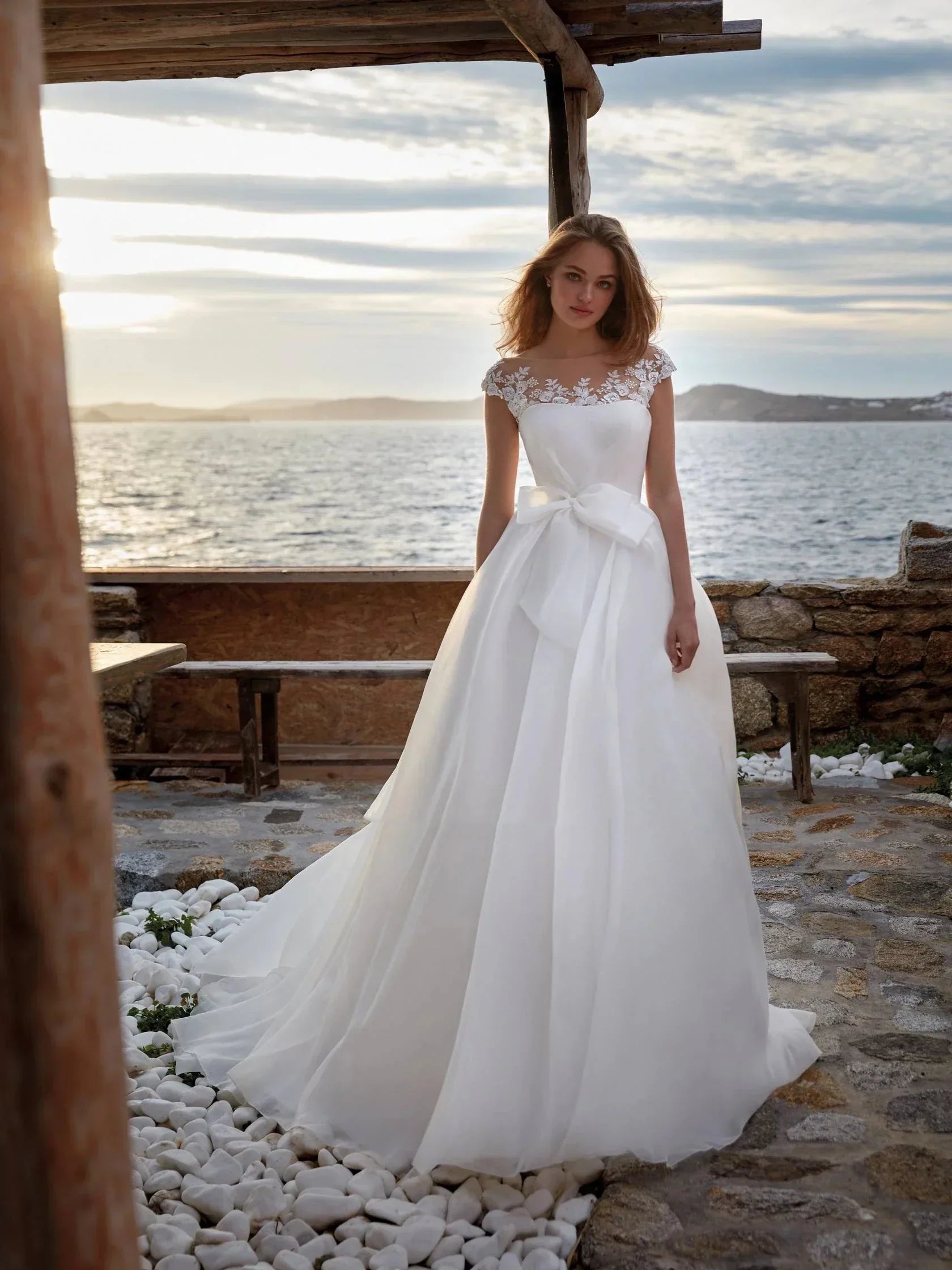 Vestidos de novia corte A, preciosos, con cuello redondo, sexys, sin mangas, para fiestas formales en la playa, vestidos de novia de talla grande.