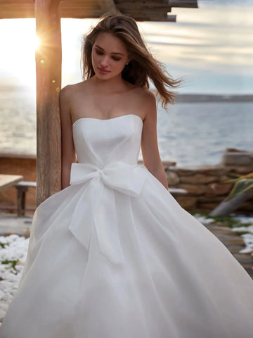 Vestidos de novia corte A, preciosos, con cuello redondo, sexys, sin mangas, para fiestas formales en la playa, vestidos de novia de talla grande.