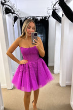 Vestido de fiesta de tul y encaje de corte A con apliques