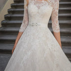 Vestidos De boda De lujo De corte A, Apliques De encaje, manga 3/4, Vestidos De novia para fiesta De boda, Vestidos Baratos Con envío Gratis
