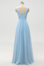 Vestido de dama de honor azul claro VMB46