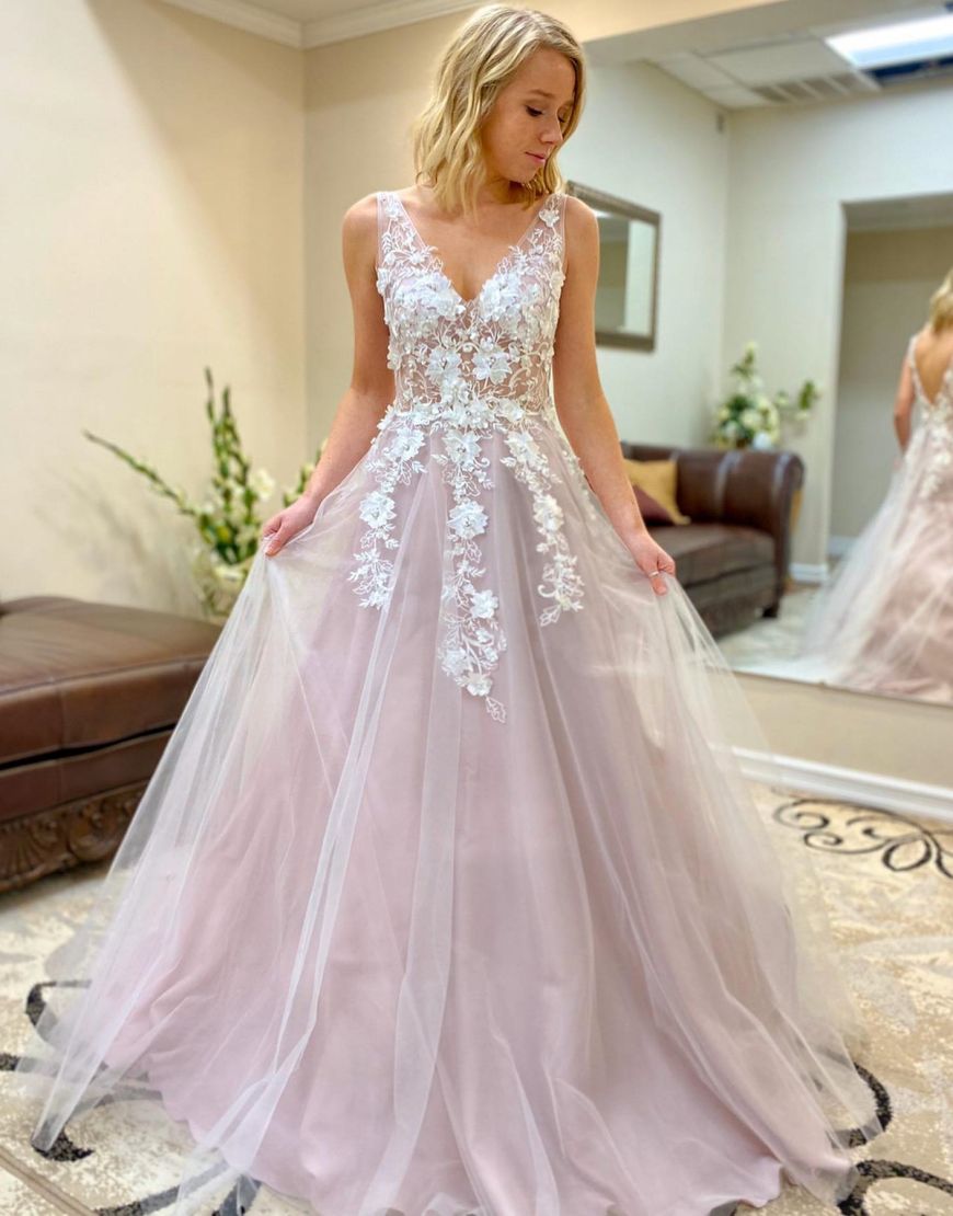 Vestido de noche de fiesta largo hasta el suelo, corte en A, con apliques