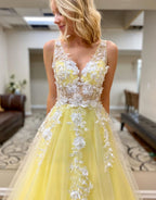 Vestido de noche de fiesta largo hasta el suelo, corte en A, con apliques