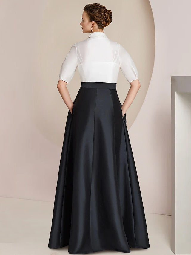 Robes de mère de la mariée 2 pièces, coupe trapèze/princesse, col chemise, manches courtes 