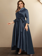 Robes asymétriques de mère de la mariée, coupe trapèze/col en V princesse 