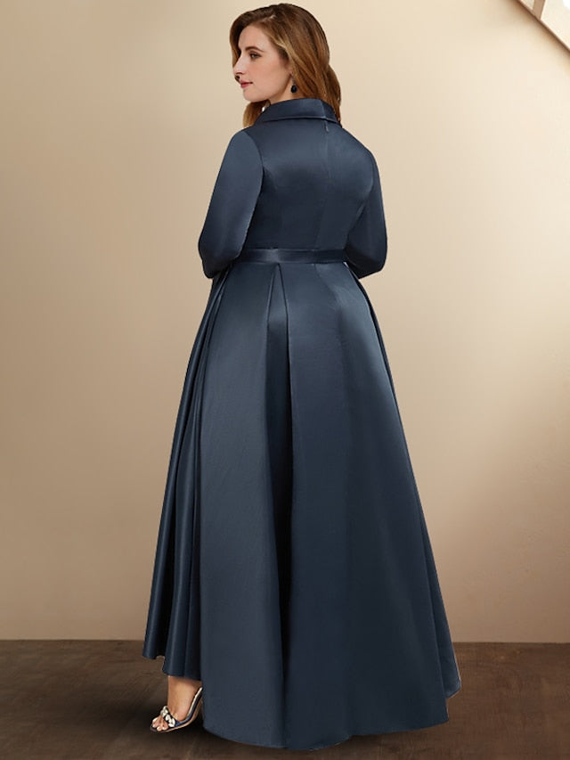 Robes asymétriques de mère de la mariée, coupe trapèze/col en V princesse 