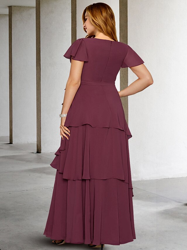 Vestidos de corte princesa/línea A con escote en V hasta el suelo para la madre de la novia 
