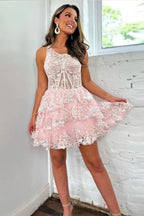 Vestido de fiesta de bienvenida, corte en A, un solo hombro, con apliques PD509