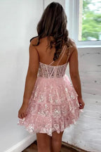 Vestido de fiesta de bienvenida, corte en A, un solo hombro, con apliques PD509