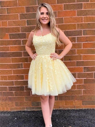 Princess Tulle Applique Halter Sleeveless Mini Dresses SYH30