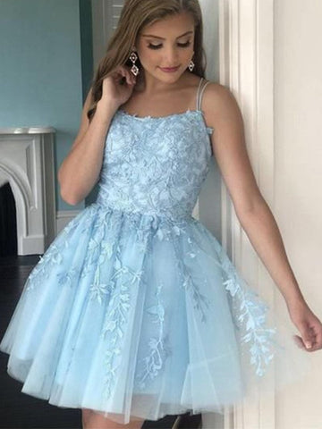 Princess Tulle Applique Halter Sleeveless Mini Dresses SYH30