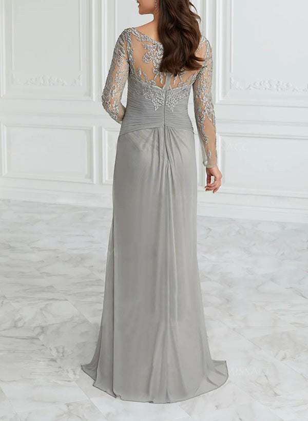 Vestidos de corte princesa/línea A, escote en V, largos hasta el suelo, para la madre de la novia, con volantes de encaje. 