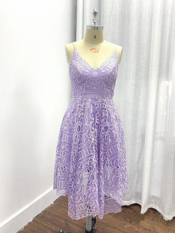 Vestido de dama de honor/baile/regreso a casa, corte en A, escote en V, encaje rosa perlado BD053