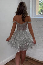 Vestido corto rojo de cóctel para fiesta de bienvenida con apliques de lentejuelas y corte en A PD497