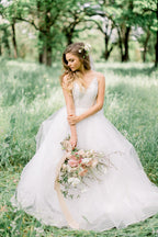 Vestidos de novia elegantes de corte A para bodas en el bosque, los mejores vestidos de novia WD695