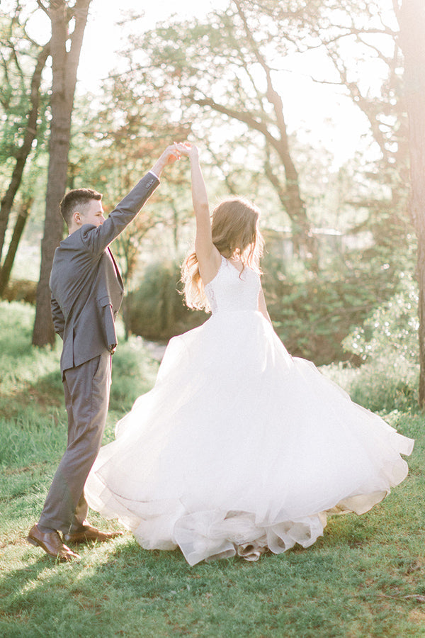 Vestidos de novia elegantes de corte A para bodas en el bosque, los mejores vestidos de novia WD695