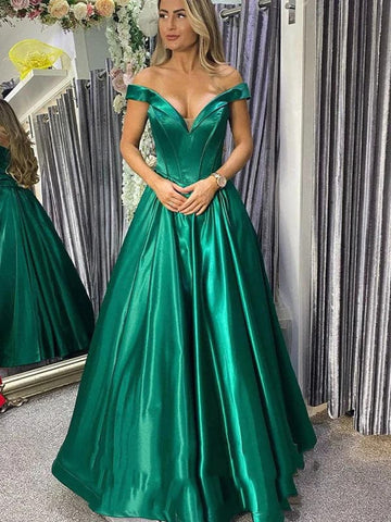 Vestidos de fiesta verdes, vestidos de noche de satén SYP42