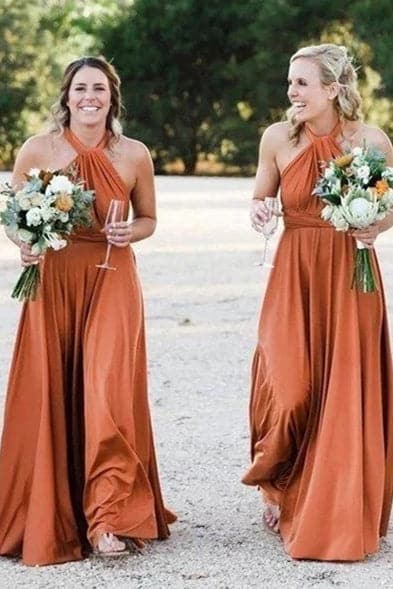 Vestido de dama de honor con cuello halter VMB44